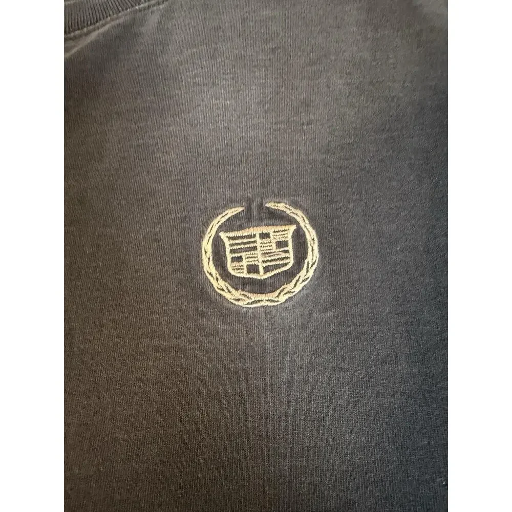 La Mode Shirt Mens XL Black Embroidered Crest Crew Neck Cotton Classic Fit